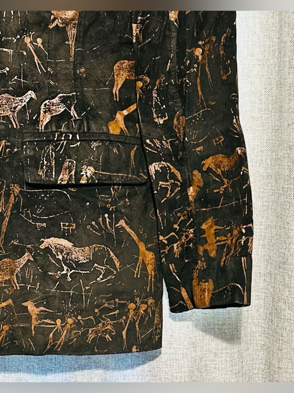 “Rare” Vintage Leather Renditions "Rock Art" Print Blazer - Western/Art To Wear - Picture 3 of 5